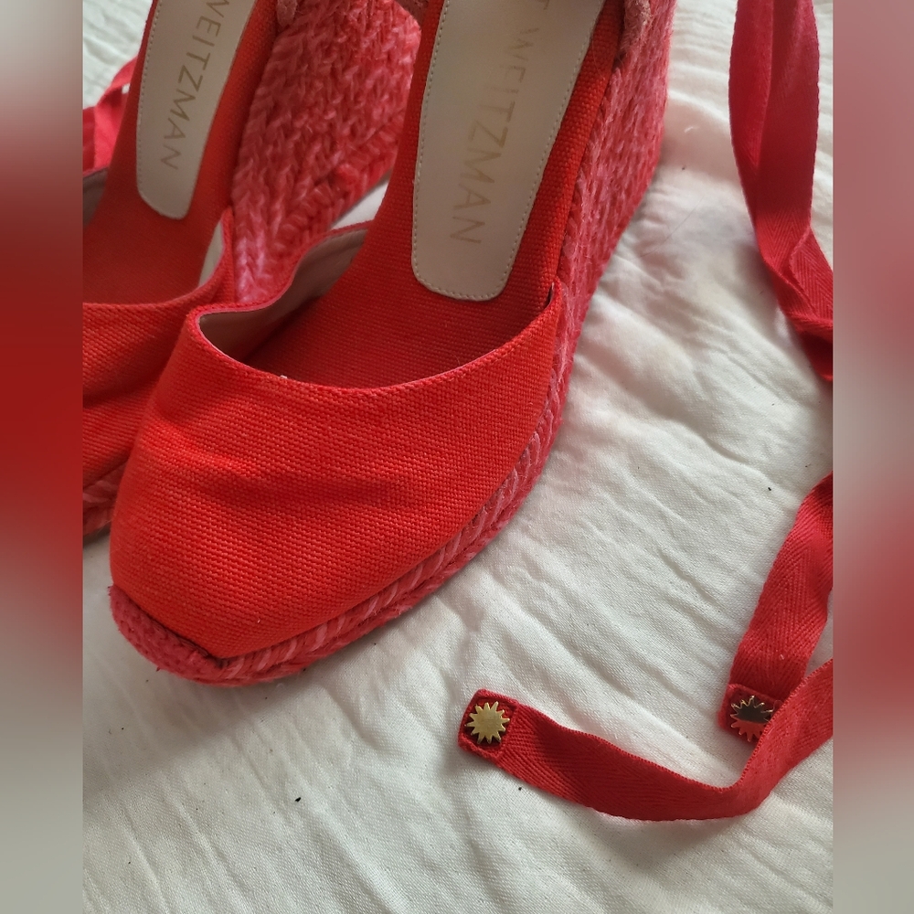 Stuart Weitzman Marguerita Espadrille Wedge Red Women's Shoes Size 6.5 - Picture 8 of 15
